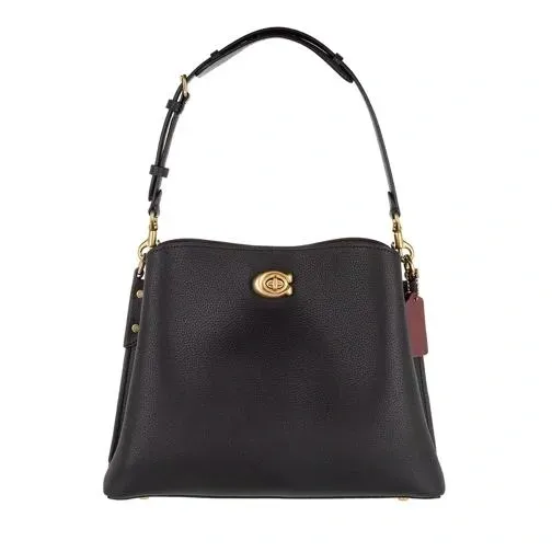 Coach Polished Pebble Leather Willow Shoulder — Black