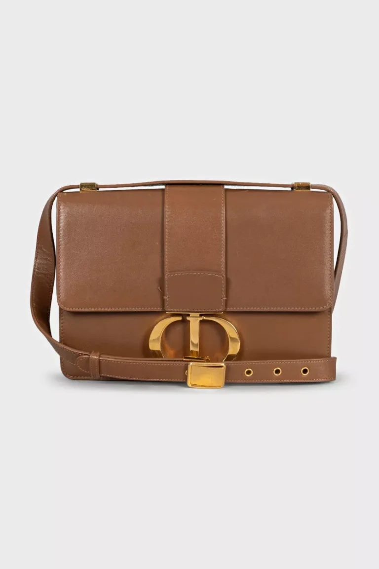 Dior Leather Crossbody with Gold Clasp — Brown
