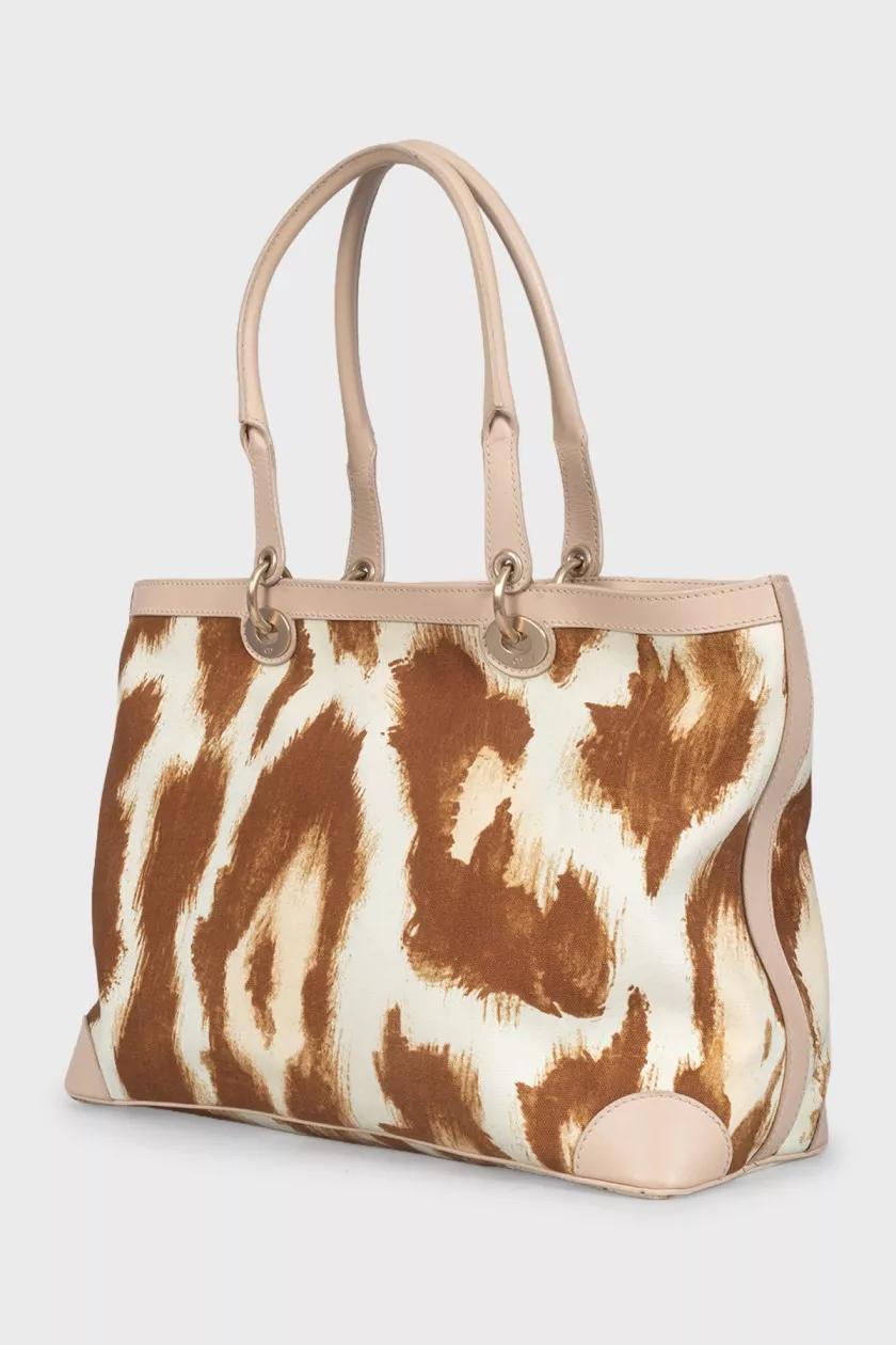 Dior Logo Print Textile Tote — Multicolour – reference photograph