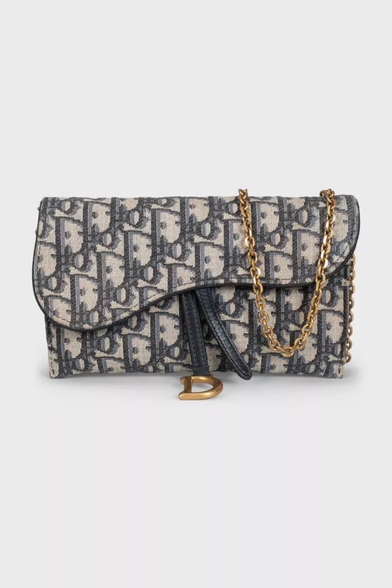 Dior Saddle Signature Print Mini Bag — Blue