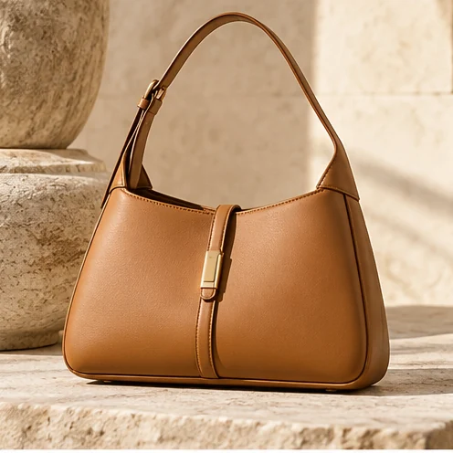 Editorial illustration of a designer-style handbag, not a specific retail item