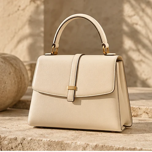 Editorial illustration of a designer-style handbag, not a specific retail item