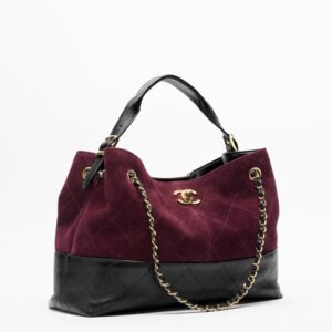CHANEL Small Shopping Tote — Burgundy & Black
