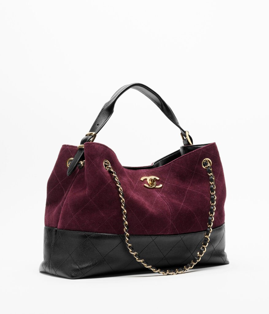 CHANEL Small Shopping Tote — Burgundy & Black